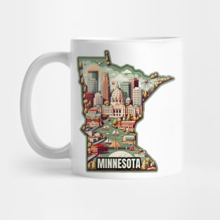 Vintage Minnesota USA State Map Illustration. Mug